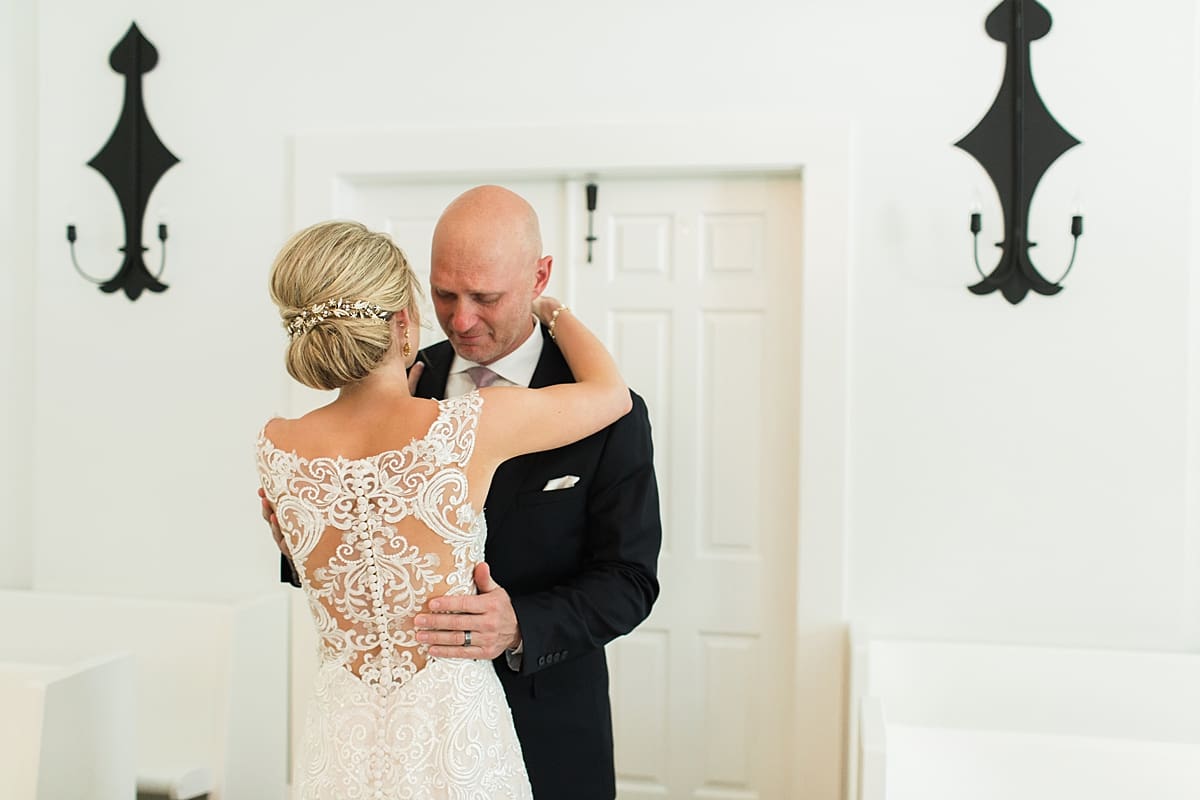  Arielle Peters Photography | Father of bride and bride doing first reveal on wedding day at The Morris Estate in Niles, Michigan.