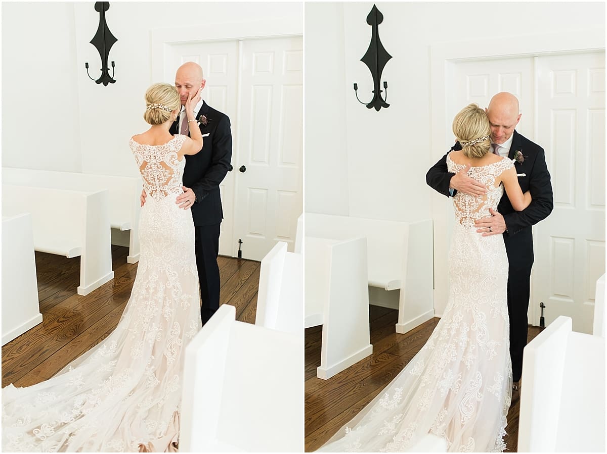  Arielle Peters Photography | Father of bride and bride doing first reveal on wedding day at The Morris Estate in Niles, Michigan.