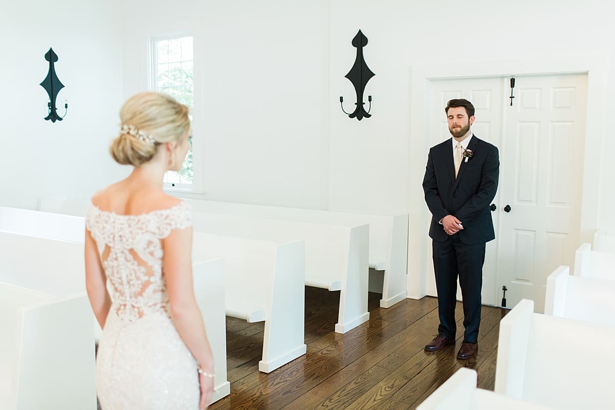  Arielle Peters Photography | Bride and groom doing first reveal on wedding day at The Morris Estate in Niles, Michigan.