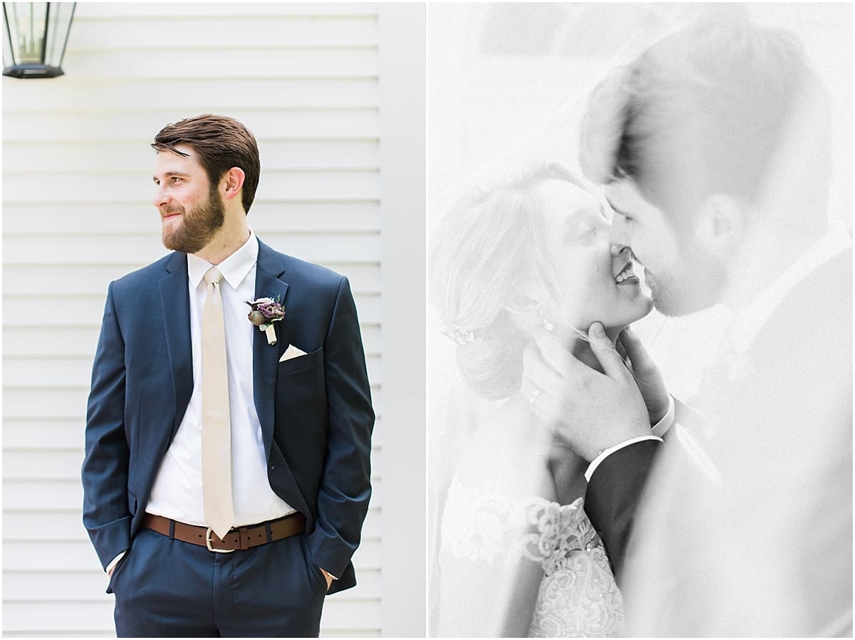  Arielle Peters Photography | Bride and groom kissing under veil on wedding day at The Morris Estate in Niles, Michigan.