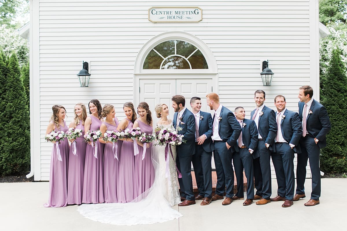  Arielle Peters Photography | Wedding party standing outside church on wedding day at The Morris Estate in Niles, Michigan.