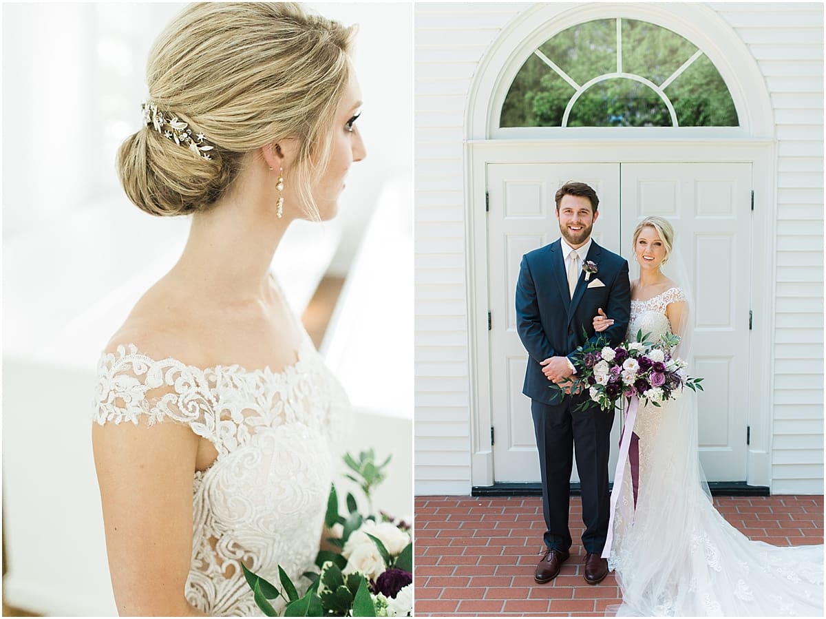 Arielle Peters Photography | Bride and groom standing outside church on wedding day at The Morris Estate in Niles, Michigan.