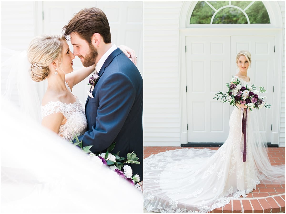  Arielle Peters Photography | Bride and groom almost kissing in front of church on wedding day at The Morris Estate in Niles, Michigan.