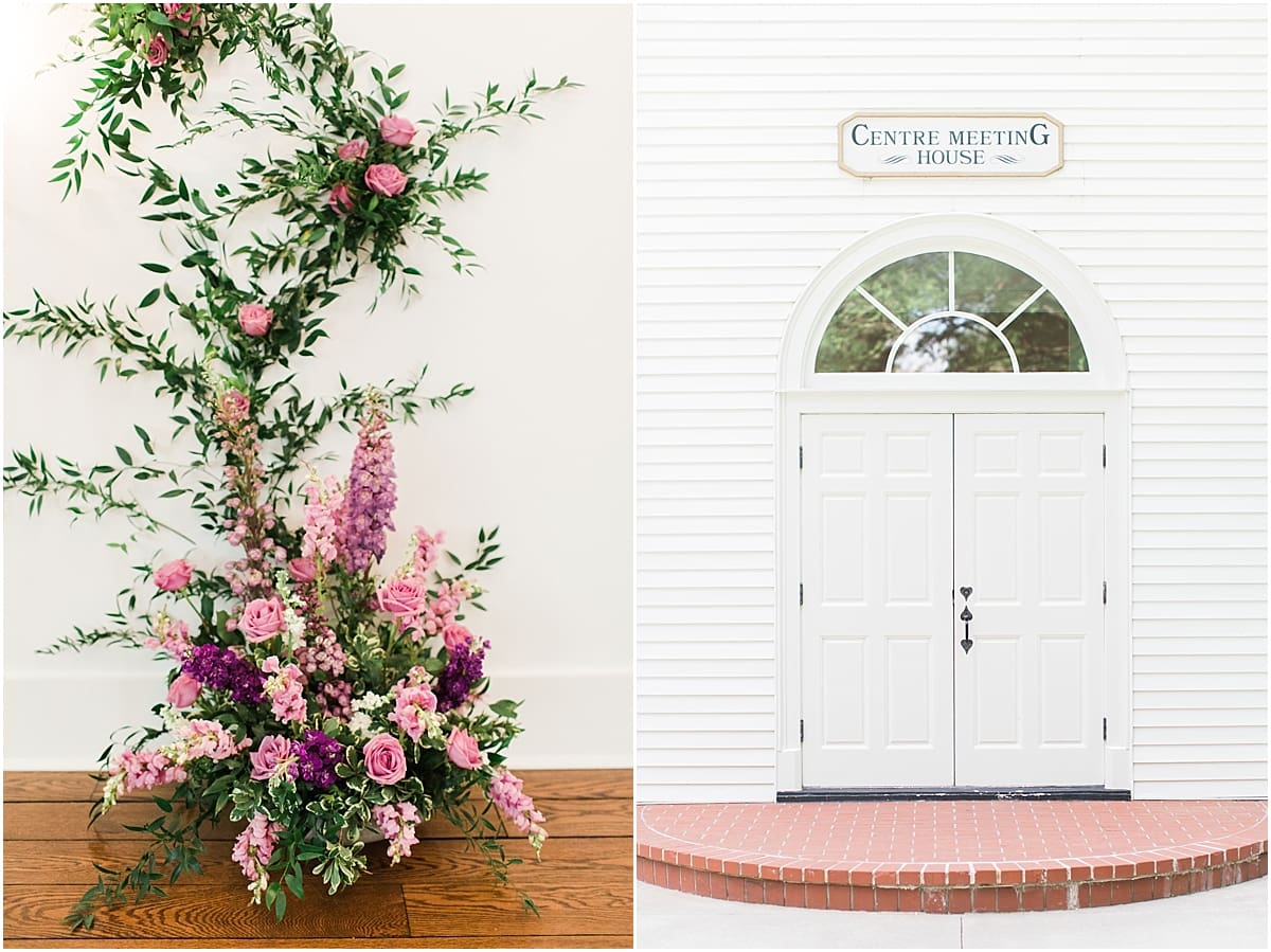  Arielle Peters Photography | Floral arrangement on alter on wedding day at The Morris Estate in Niles, Michigan.