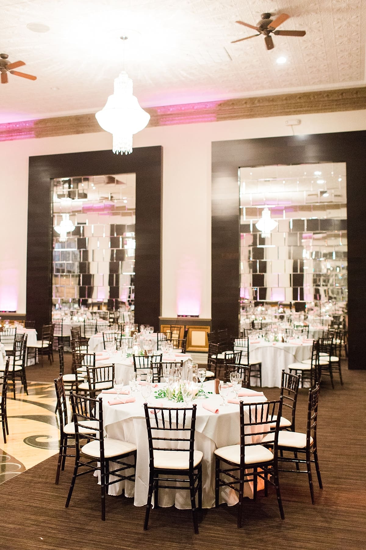 Arielle Peters Photography | Wedding reception table settings and floral arrangements at The Allure in LaPorte, Indiana on wedding day.