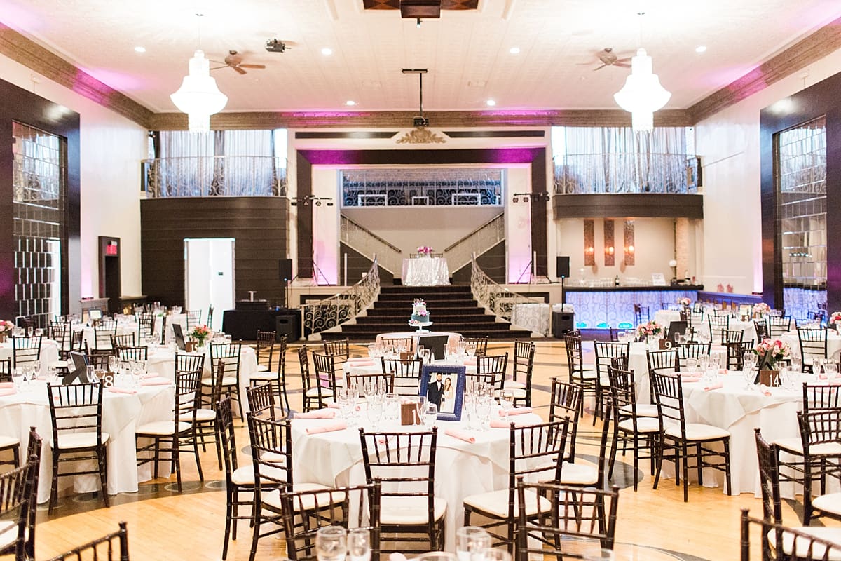 Arielle Peters Photography | Wedding reception table settings and floral arrangements at The Allure in LaPorte, Indiana on wedding day.