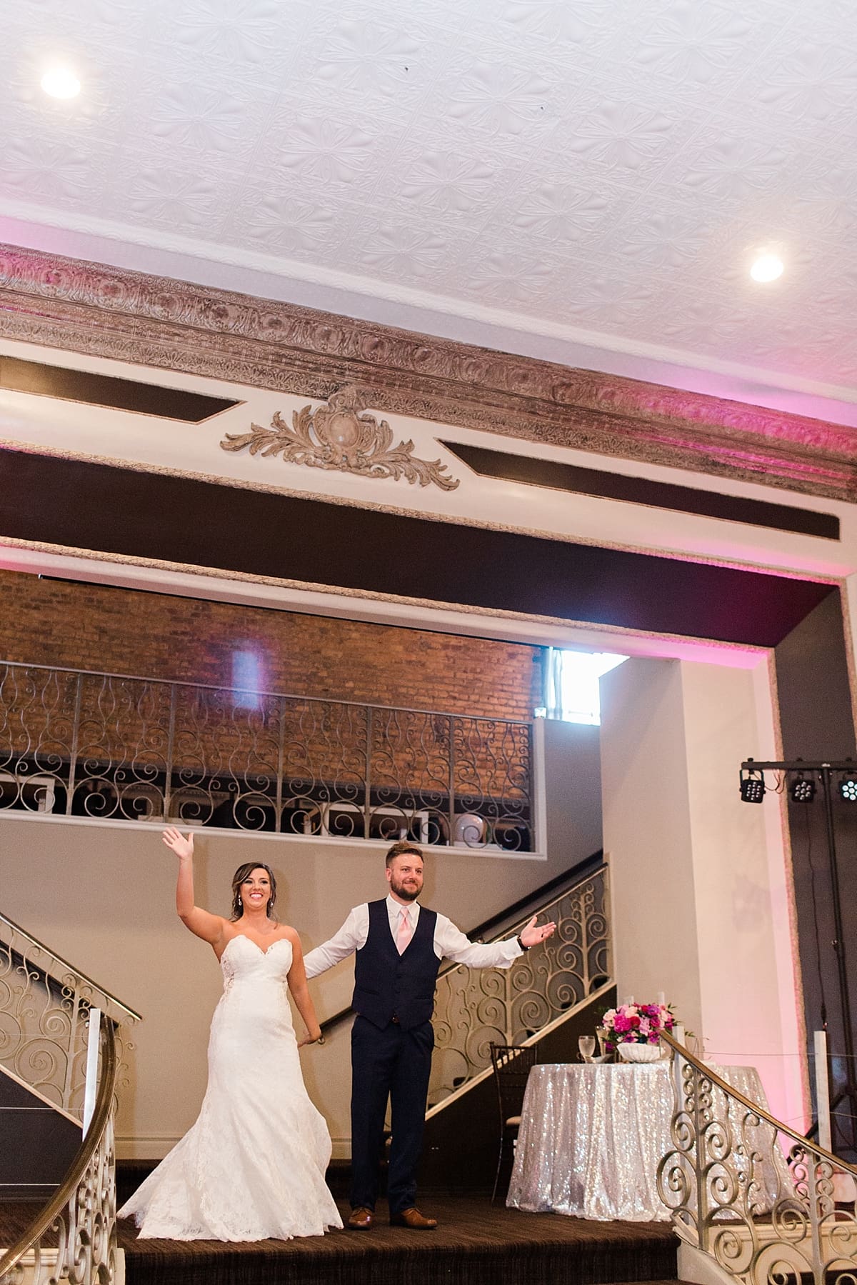 Arielle Peters Photography | Bride and groom entering wedding reception at The Allure in LaPorte, Indiana on wedding day.