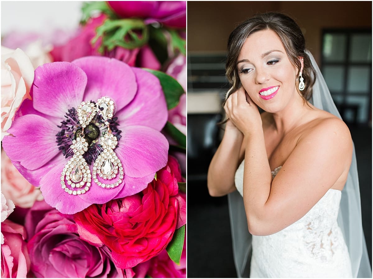 Arielle Peters Photography | Bride putting on jewelry on wedding day at The Allure in LaPorte, Indiana.