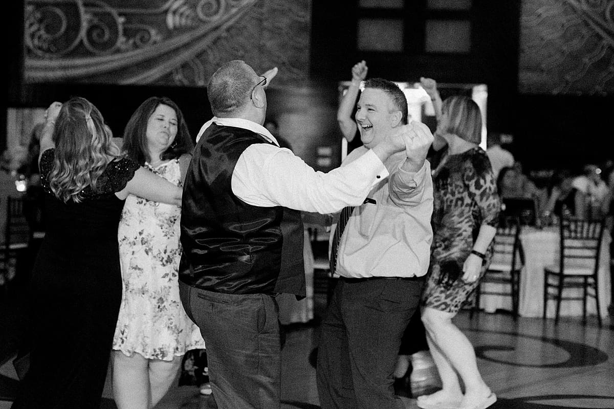 Arielle Peters Photography | Wedding guests dancing at wedding reception at The Allure in LaPorte, Indiana on wedding day.
