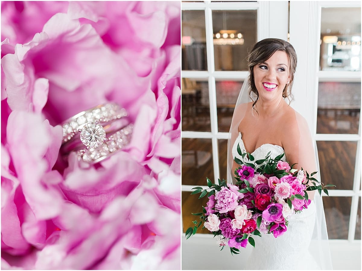 Arielle Peters Photography | Bride holding wedding bouquet on wedding day at The Allure in LaPorte, Indiana.