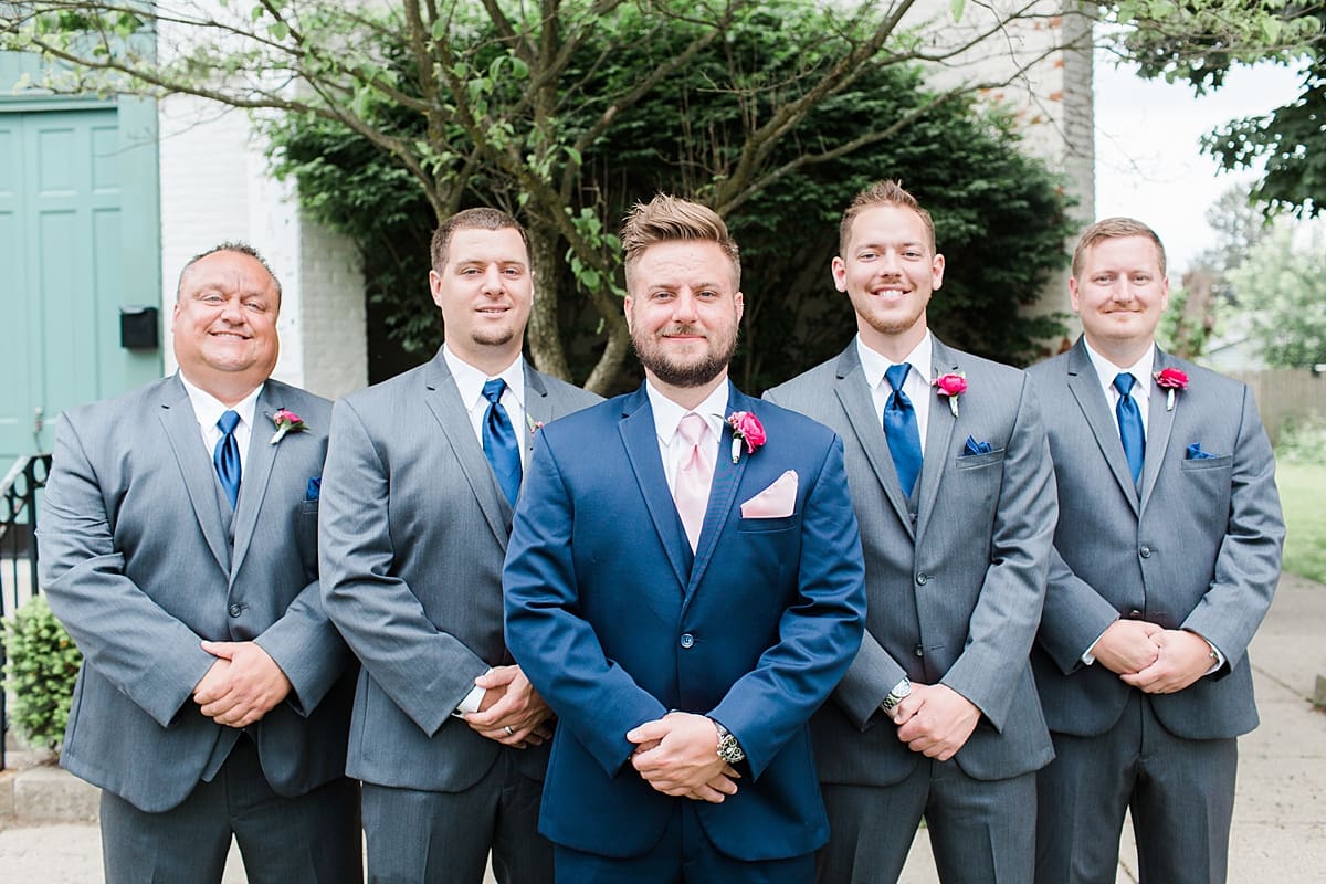 Arielle Peters Photography | Groom and groomsmen outside The Allure in LaPorte, Indiana on wedding day.