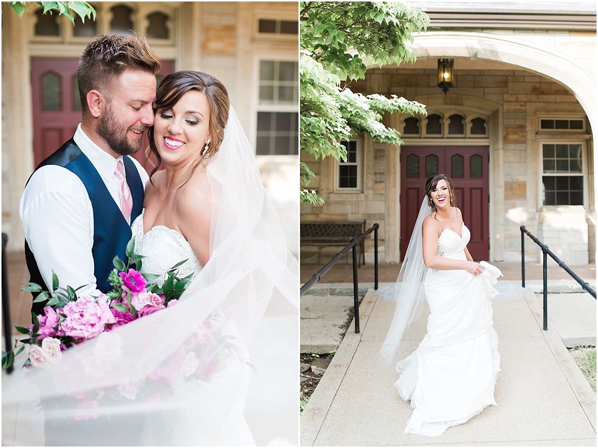 Arielle Peters Photography | Bride and groom outside historic building at The Allure in LaPorte, Indiana on wedding day.
