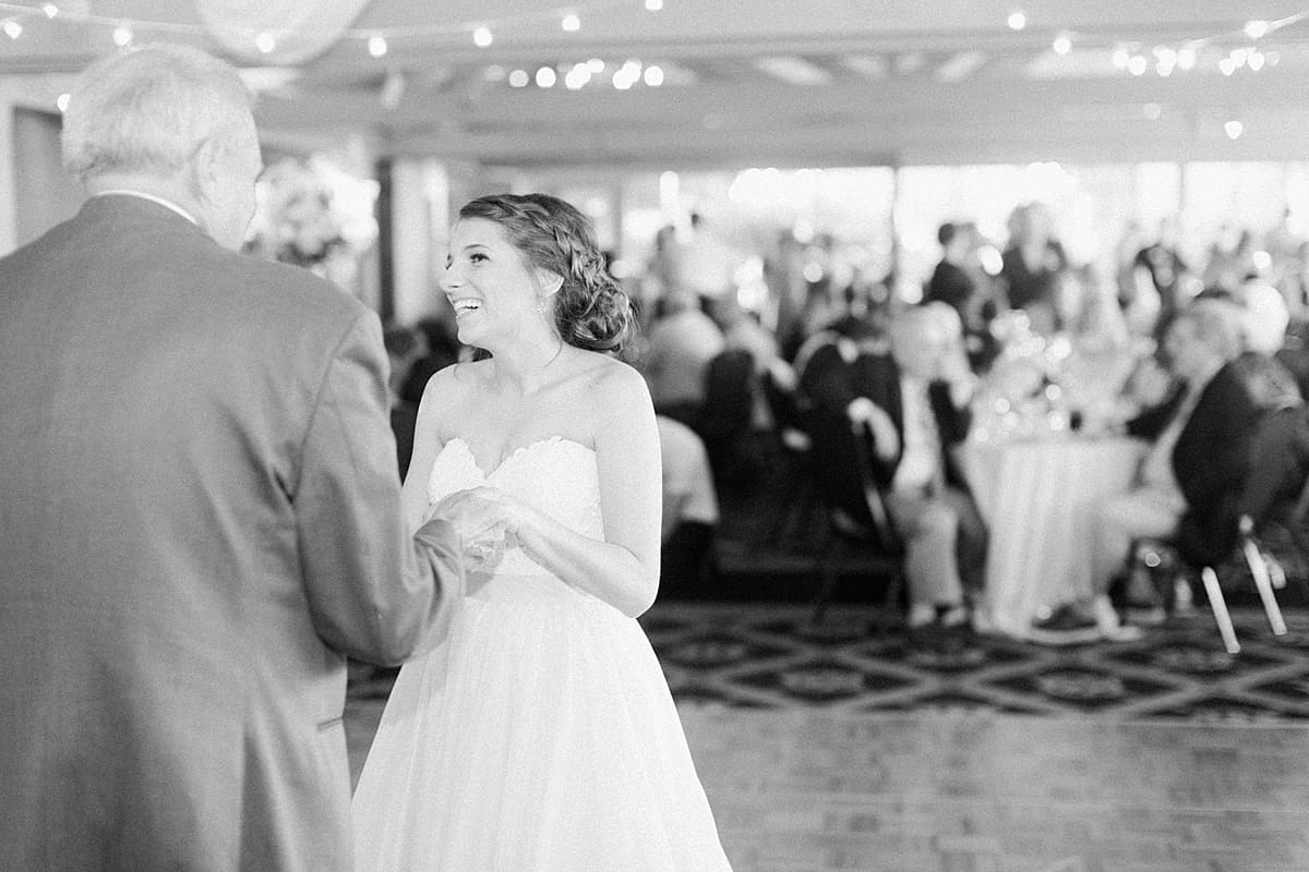 Arielle Peters Photography | Father of bride and bride sharing dance at wedding reception on wedding day at Morris Park Country Club in South Bend, Indiana.