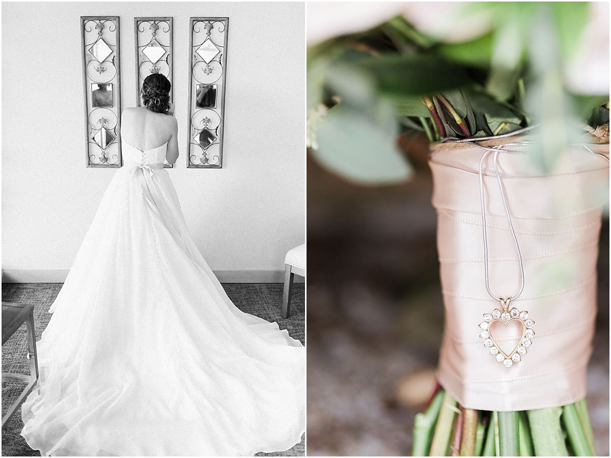 Arielle Peters Photography | Bride standing in front of mirror on wedding day at Morris Park Country Club in South Bend, Indiana.