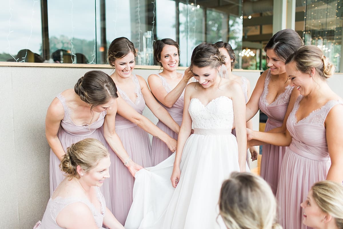 Arielle Peters Photography | Bride and bridesmaids having first reveal on wedding day at Morris Park Country Club in South Bend, Indiana.