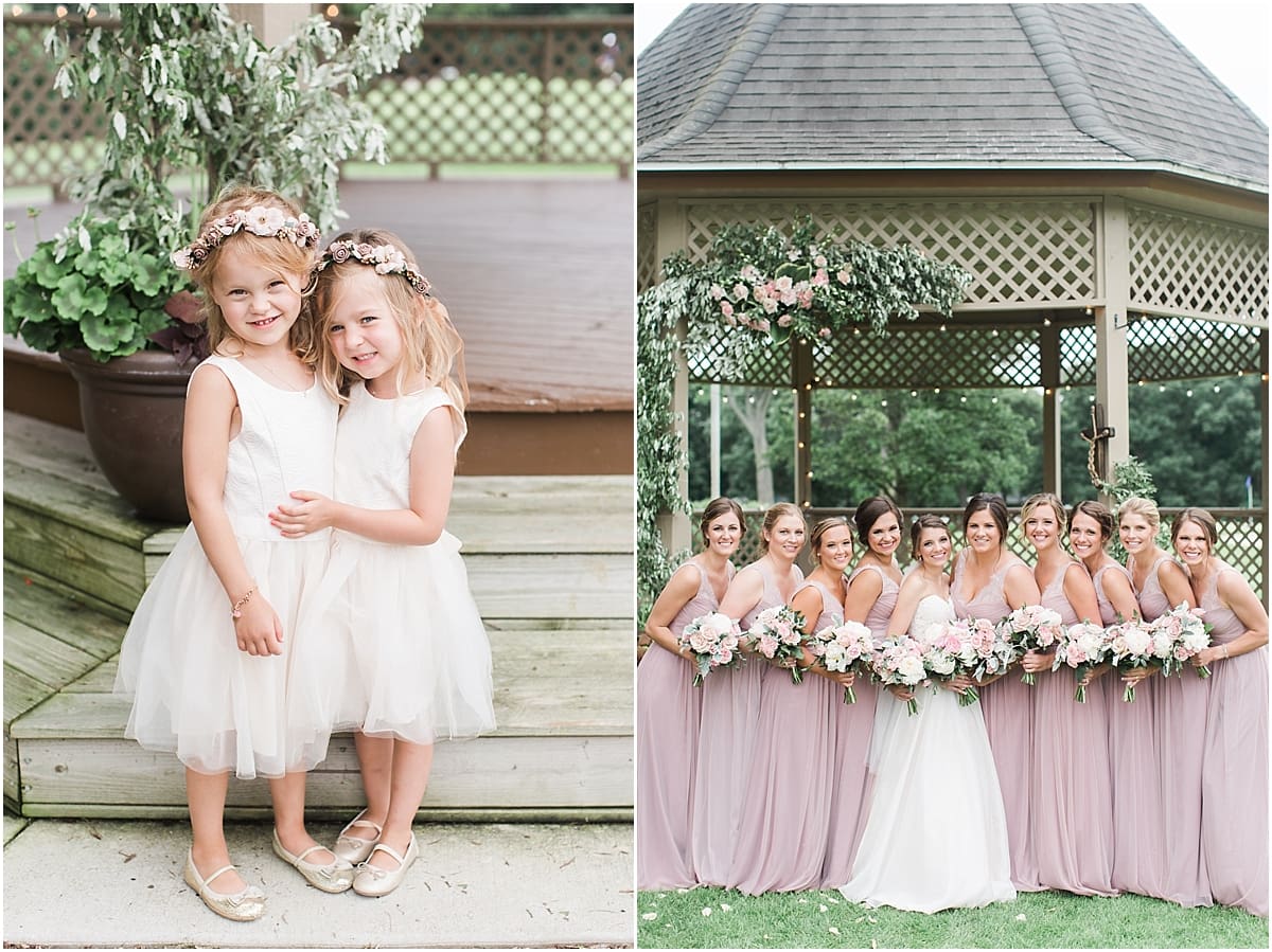 Arielle Peters Photography | Bride and bridesmaids under gazebo on wedding day at Morris Park Country Club in South Bend, Indiana.
