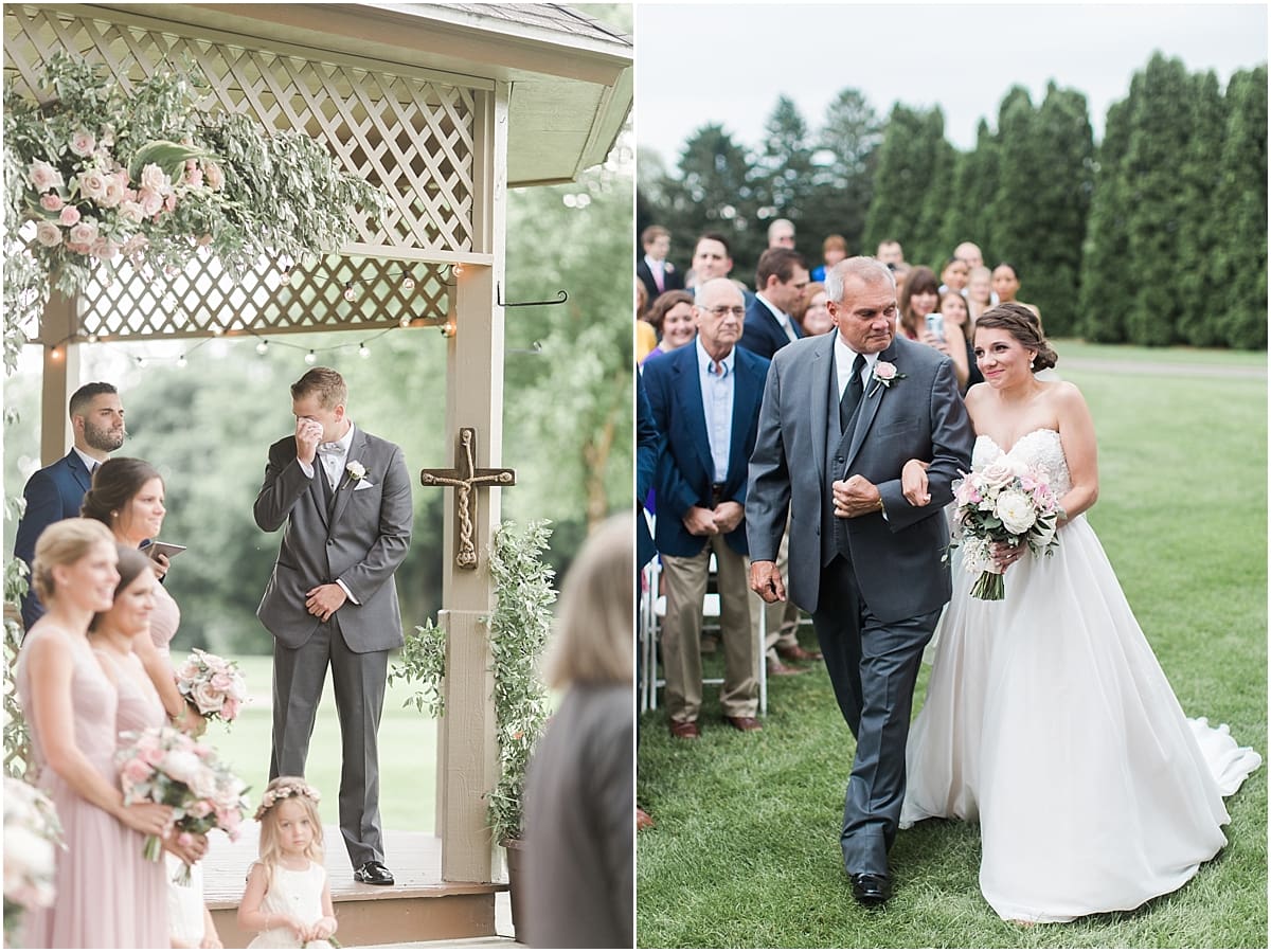 Arielle Peters Photography | Father of bride walking bride down aisle on wedding day at Morris Park Country Club in South Bend, Indiana.
