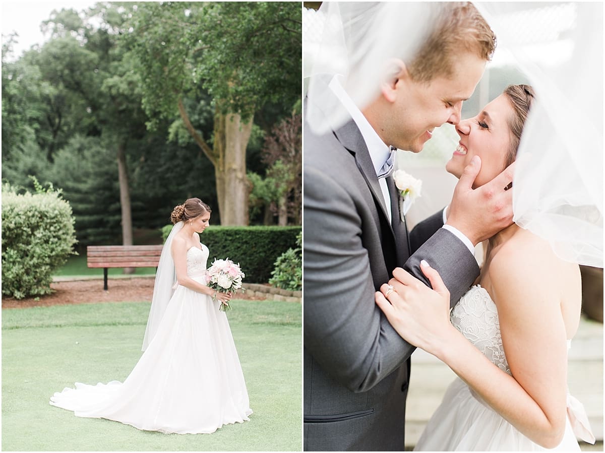 Arielle Peters Photography | Bride and groom kissing under veil on wedding day at Morris Park Country Club in South Bend, Indiana.