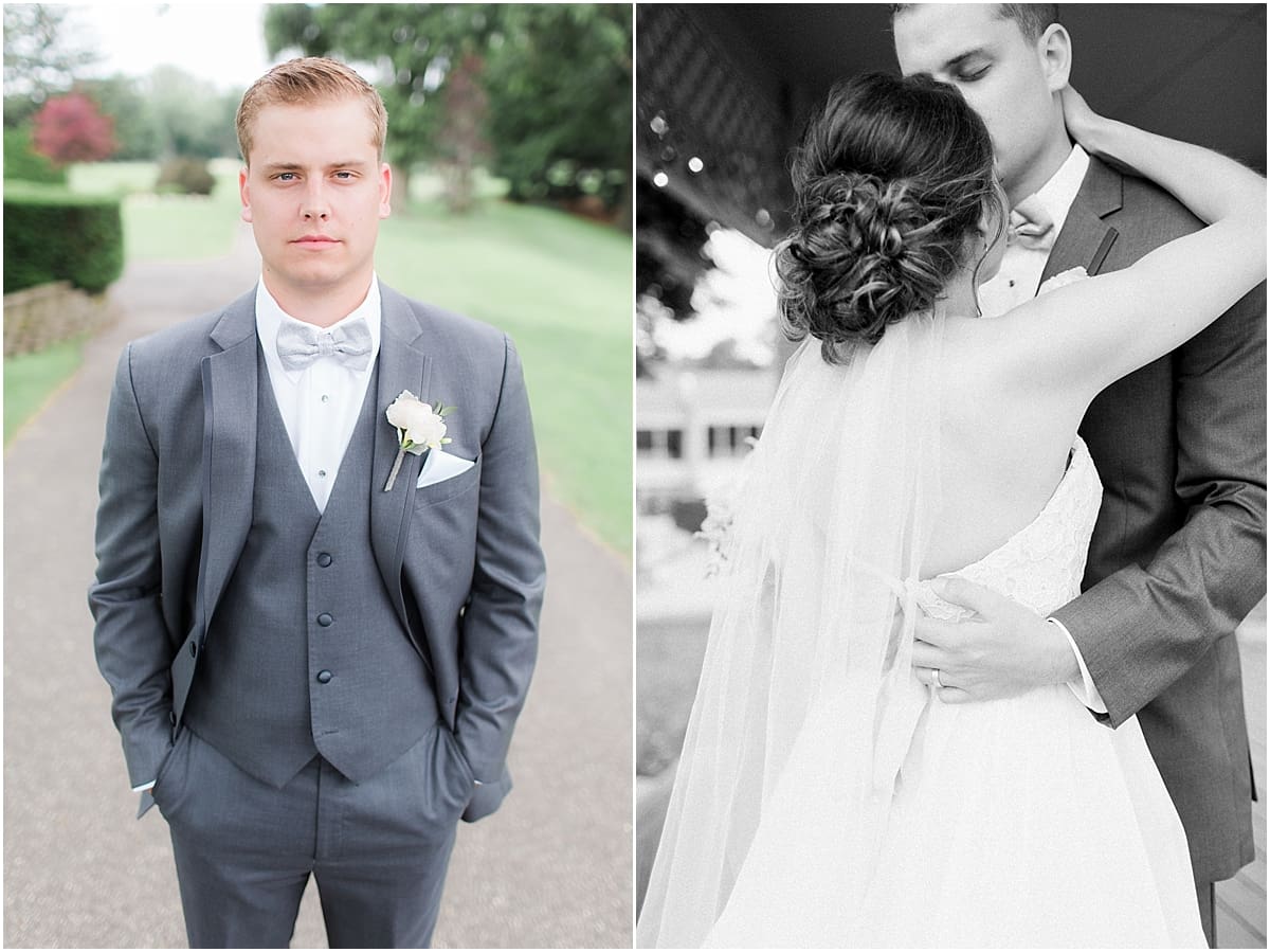 Arielle Peters Photography | Bride and groom kissing under gazebo on wedding day at Morris Park Country Club in South Bend, Indiana.