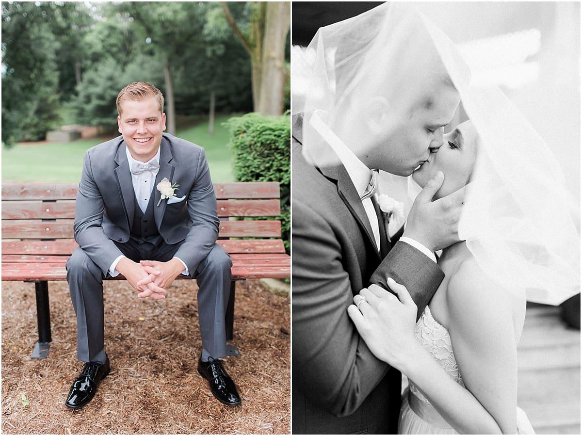 Arielle Peters Photography | Bride and groom kissing under veil on wedding day at Morris Park Country Club in South Bend, Indiana.