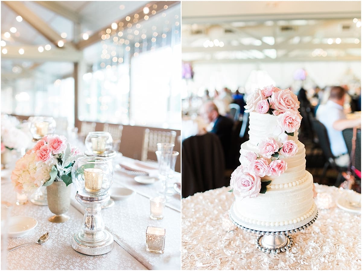 Arielle Peters Photography | Wedding reception table settings and floral arrangements on wedding day at Morris Park Country Club in South Bend, Indiana.