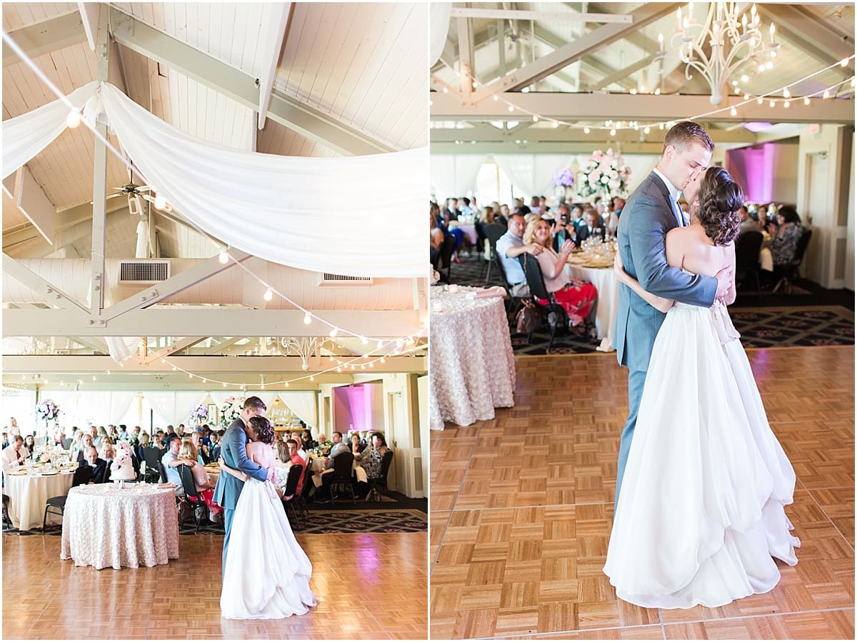 Arielle Peters Photography | Bride and groom sharing first dance on wedding day at Morris Park Country Club in South Bend, Indiana.