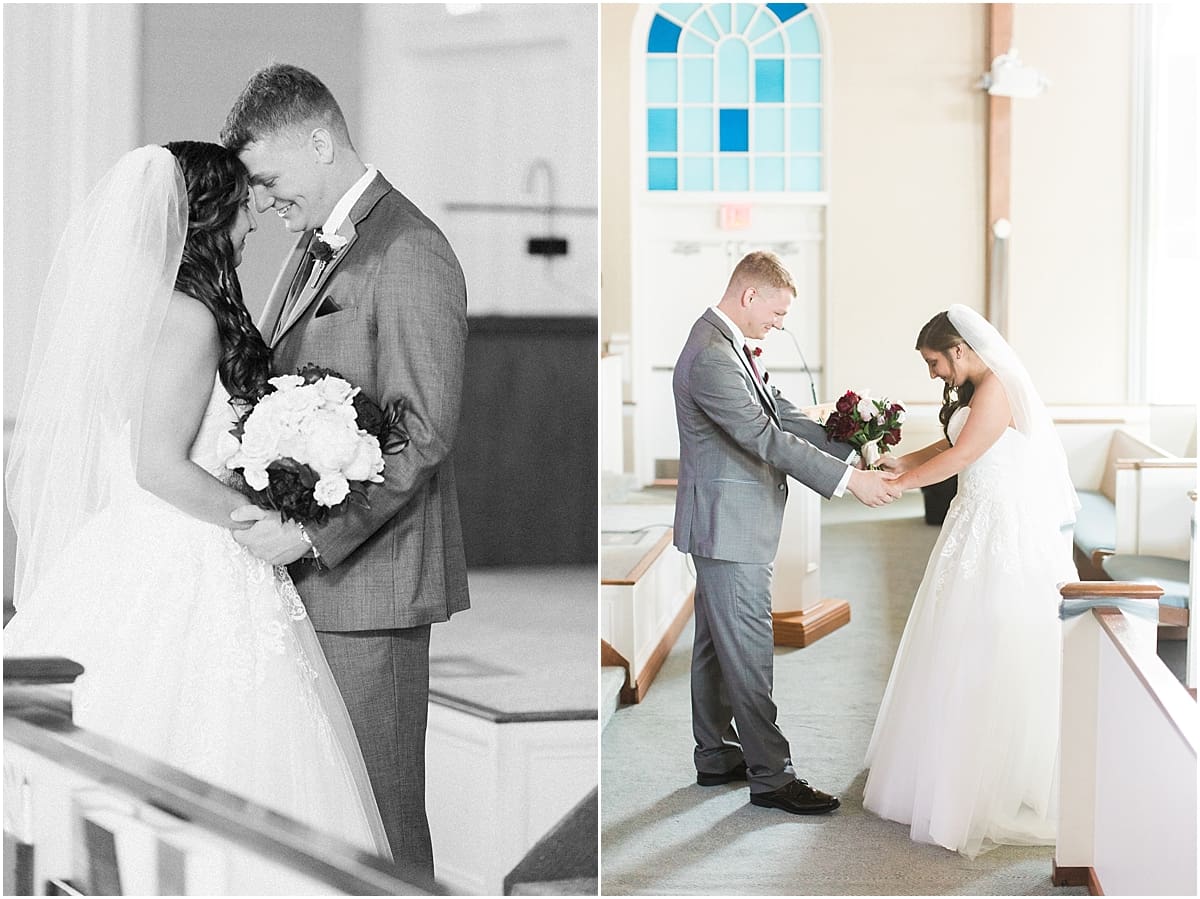 Arielle Peters Photography | Bride and groom having first reveal on wedding day at Trinity Church in South Bend, Indiana.