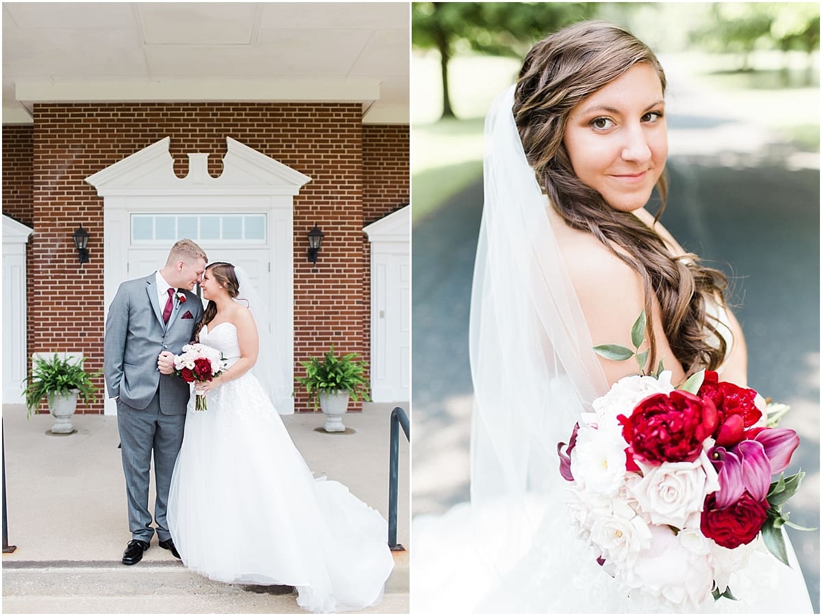 Arielle Peters Photography | Bride and groom outside brick church on wedding day at Trinity Church in South Bend, Indiana.