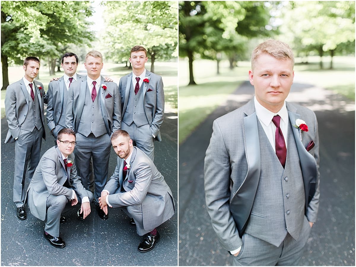 Arielle Peters Photography | Groom and groomsmen on empty street on wedding day at Trinity Church in South Bend, Indiana.
