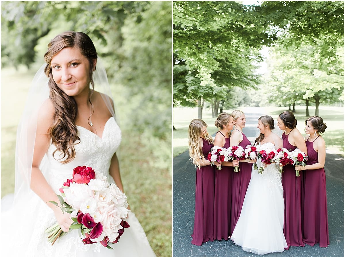 Arielle Peters Photography | Bride and bridesmaids on empty street on wedding day at Trinity Church in South Bend, Indiana.