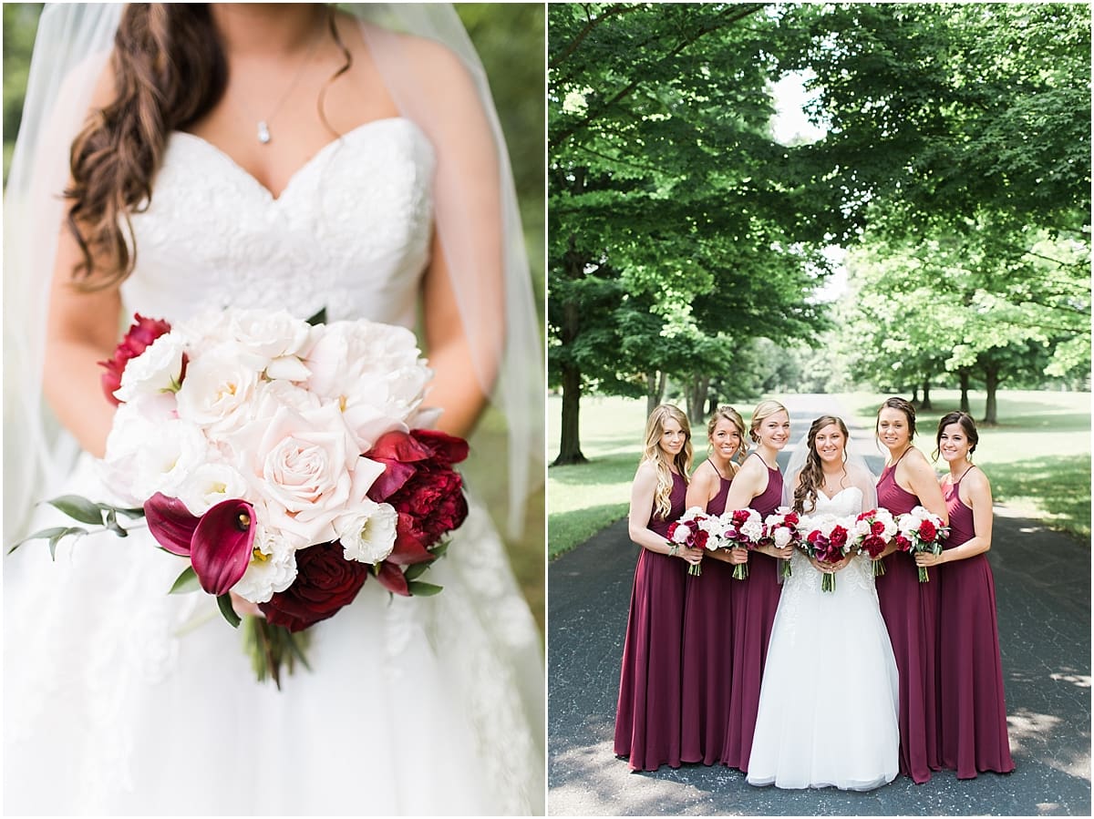 Arielle Peters Photography | Bride and bridesmaids on empty street on wedding day at Trinity Church in South Bend, Indiana.