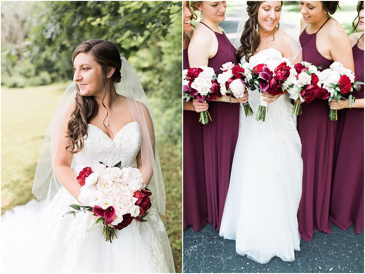 Arielle Peters Photography | Bride and bridesmaids on empty street on wedding day at Trinity Church in South Bend, Indiana.