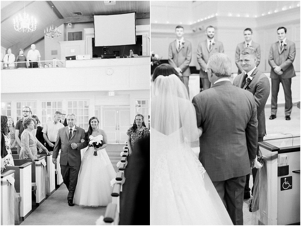 Arielle Peters Photography | Father of bride walking bride down the aisle on wedding day at Trinity Church in South Bend, Indiana.