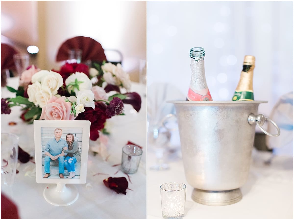 Arielle Peters Photography | Wedding reception table settings and floral arrangements at Sts. Peter and Paul Social Hall in South Bend, Indiana.