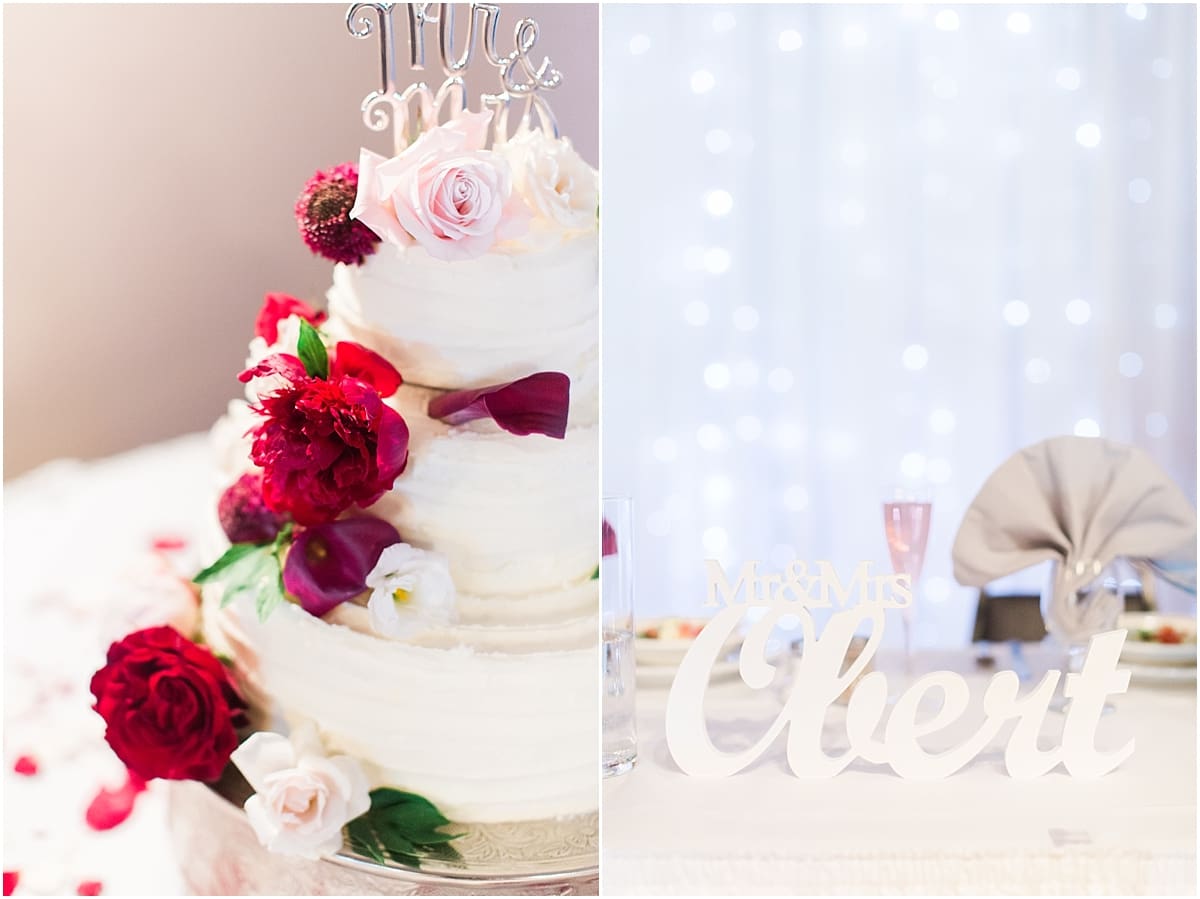 Arielle Peters Photography | Wedding reception table settings and floral arrangements at Sts. Peter and Paul Social Hall in South Bend, Indiana.