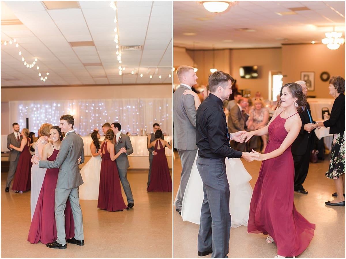 Arielle Peters Photography | Wedding guests dancing at wedding reception at Sts. Peter and Paul Social Hall in South Bend, Indiana.
