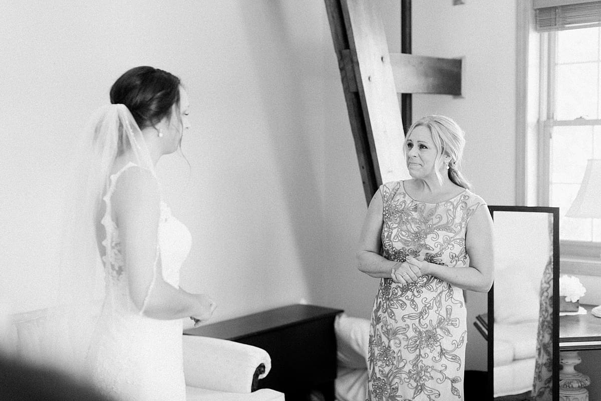 Arielle Peters Photography | Mother of the bride crying tears of joy on wedding day at St. Joe Farm in Granger, Indiana.