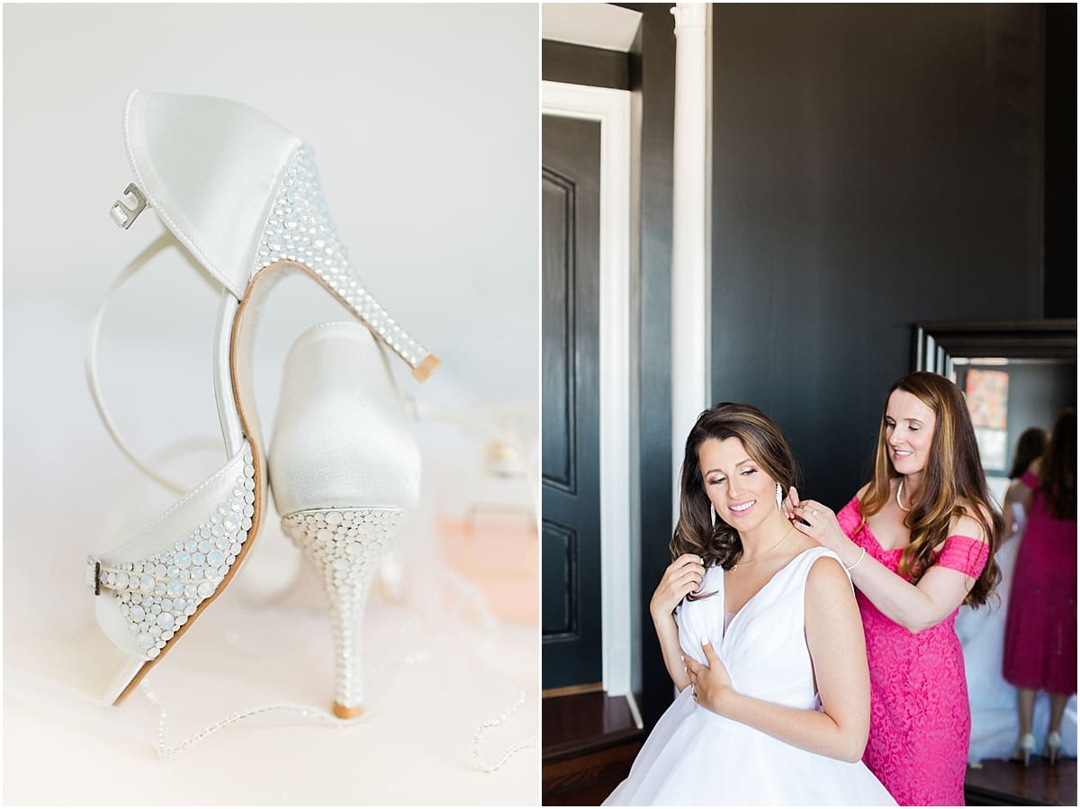 Arielle Peters Photography | Mother of the bride helping bride get ready on wedding day at Loft 310 in Kalamazoo, Michigan.