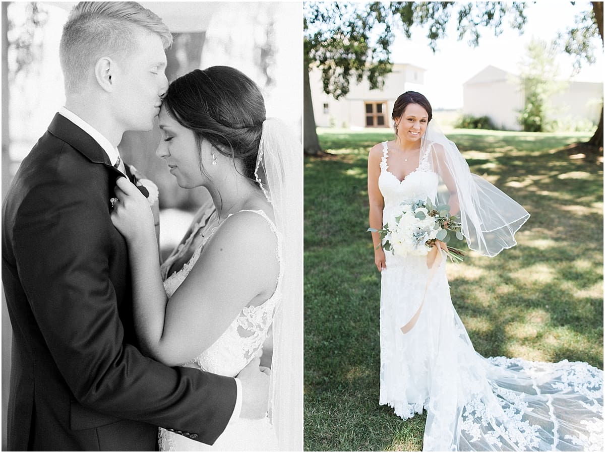 Arielle Peters Photography | Bride and groom outside on wedding day at St. Joe Farm in Granger, Indiana.