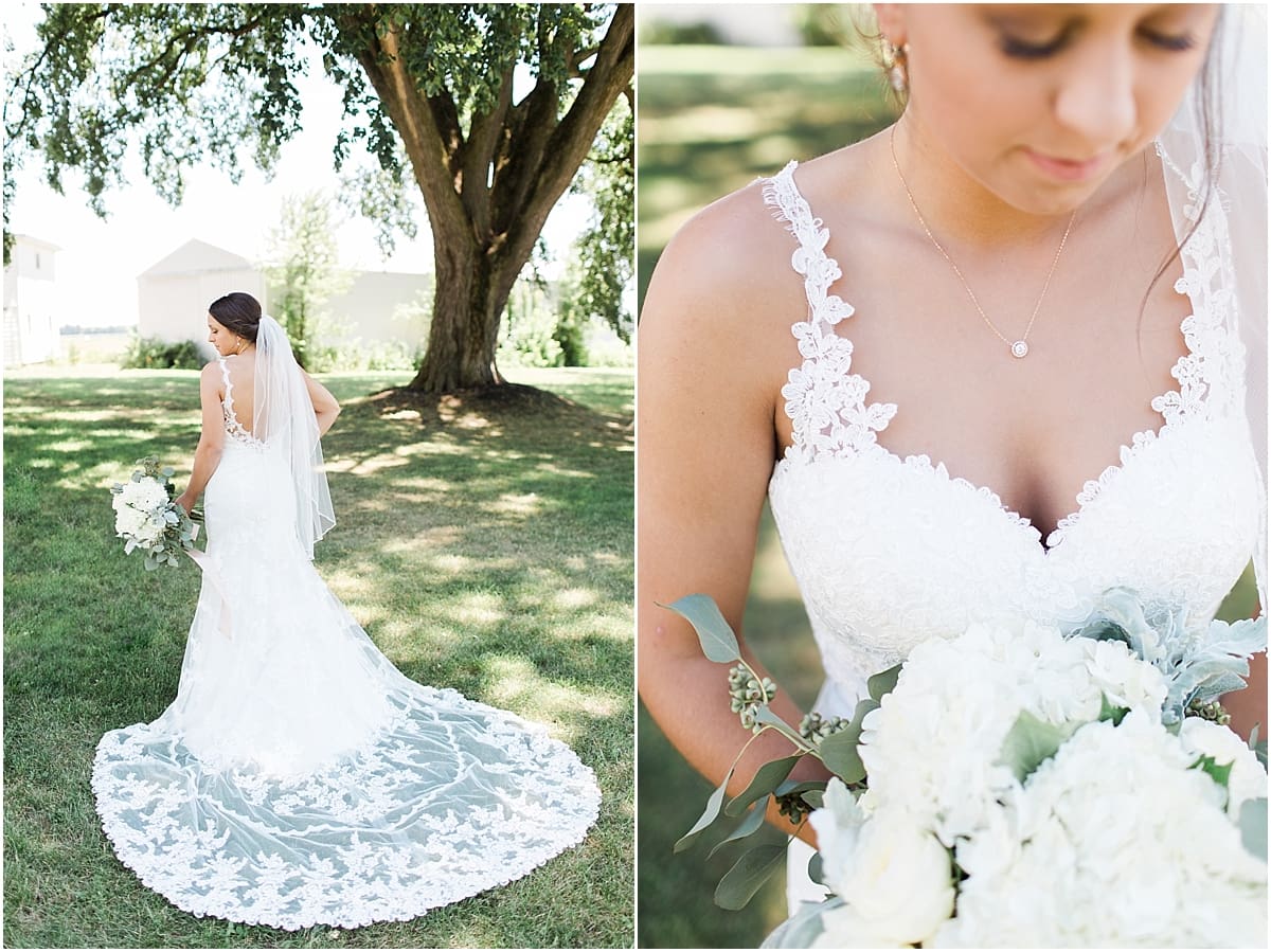 Arielle Peters Photography | Bride walking outside on wedding day at St. Joe Farm in Granger, Indiana.