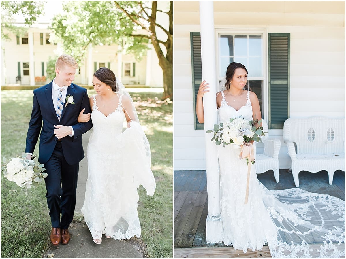 Arielle Peters Photography | Bride and groom walking on historic grounds on wedding day at St. Joe Farm in Granger, Indiana.