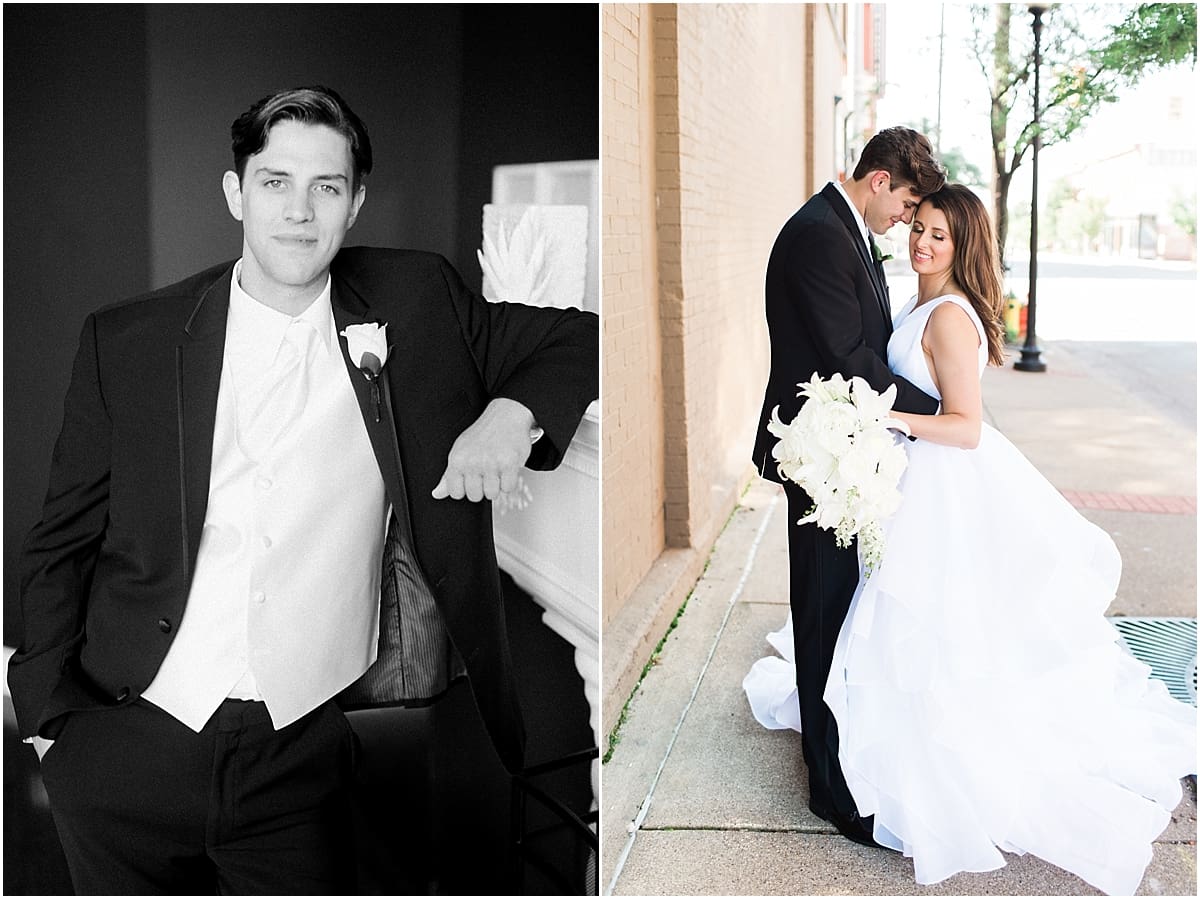 Arielle Peters Photography | Bride and groom on city streets on wedding day at Loft 310 in Kalamazoo, Michigan.