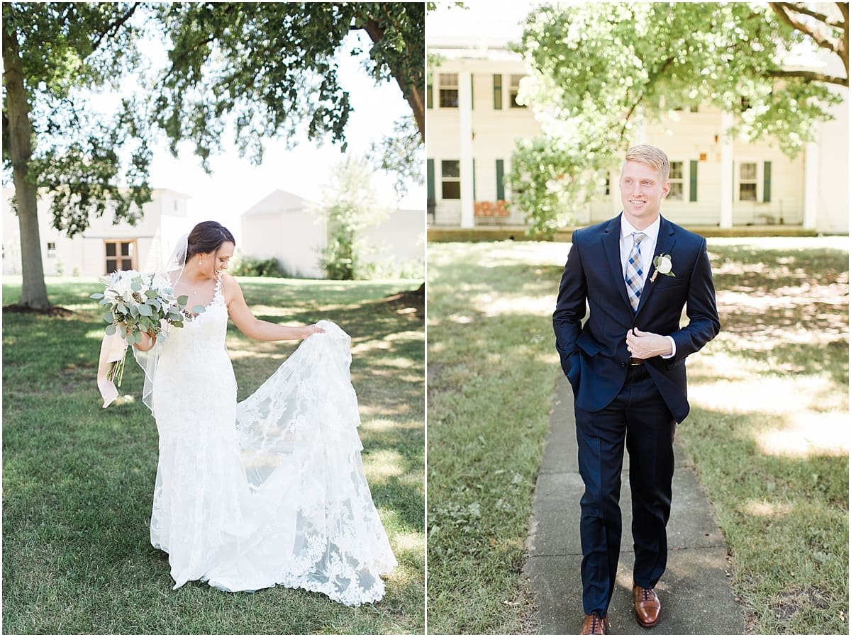 Arielle Peters Photography | Bride and groom walking on historic farm on wedding day at St. Joe Farm in Granger, Indiana.