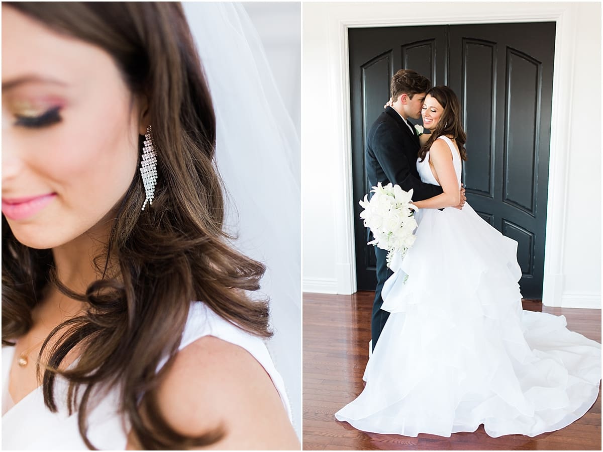 Arielle Peters Photography | Bride and groom in front of french doors on wedding day at Loft 310 in Kalamazoo, Michigan.