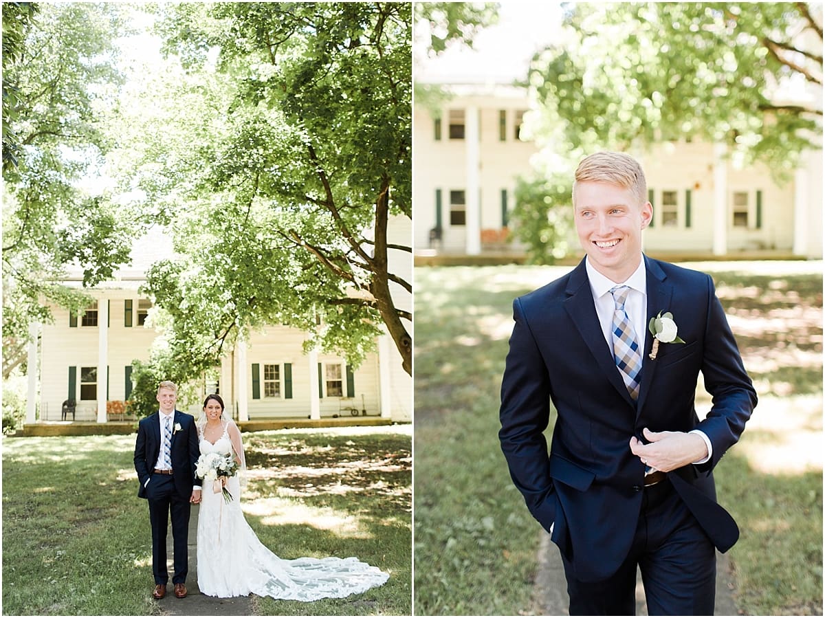 Arielle Peters Photography | Bride and groom walking on historic farm on wedding day at St. Joe Farm in Granger, Indiana.