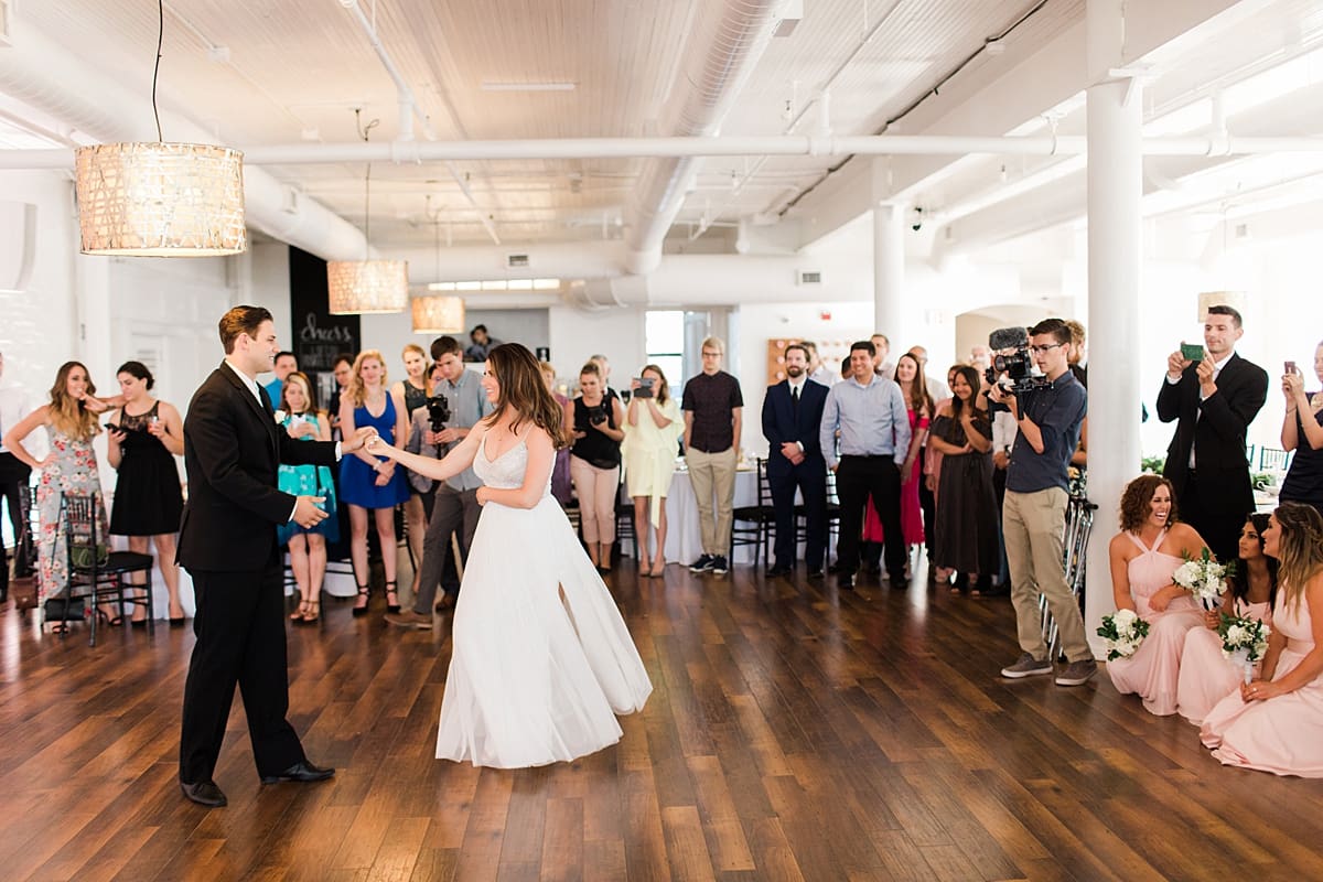 Arielle Peters Photography | Bride and groom dancing at wedding reception on wedding day at Loft 310 in Kalamazoo, Michigan.