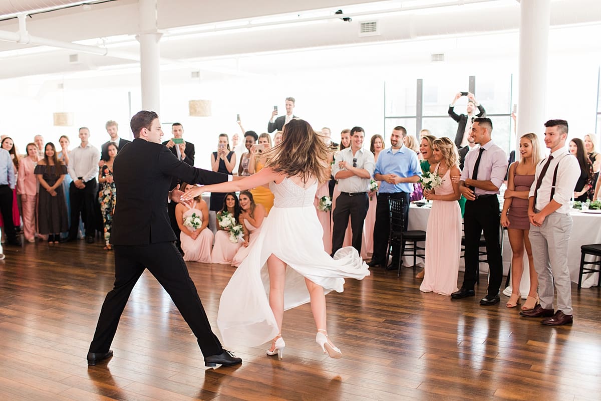 Arielle Peters Photography | Bride and groom dancing at wedding reception on wedding day at Loft 310 in Kalamazoo, Michigan.