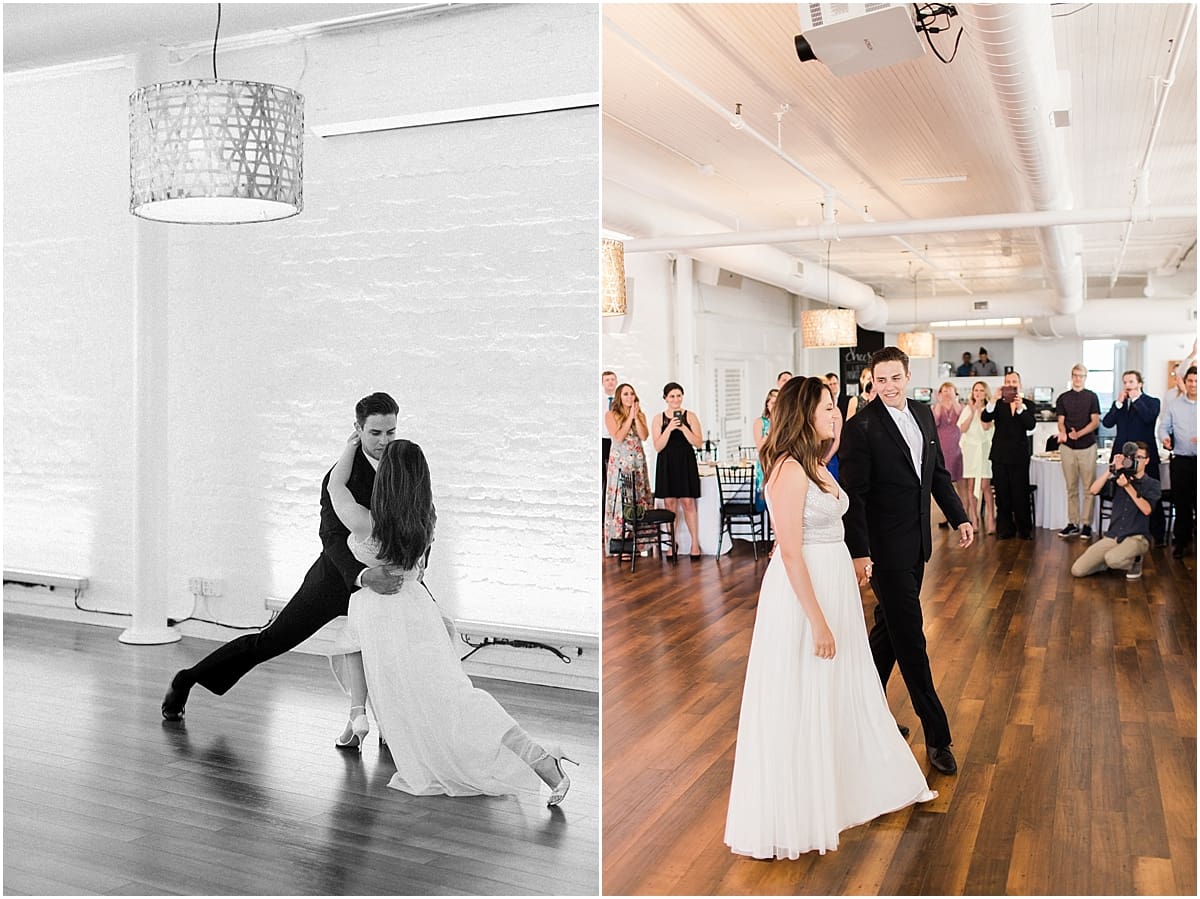 Arielle Peters Photography | Bride and groom dancing at wedding reception on wedding day at Loft 310 in Kalamazoo, Michigan.