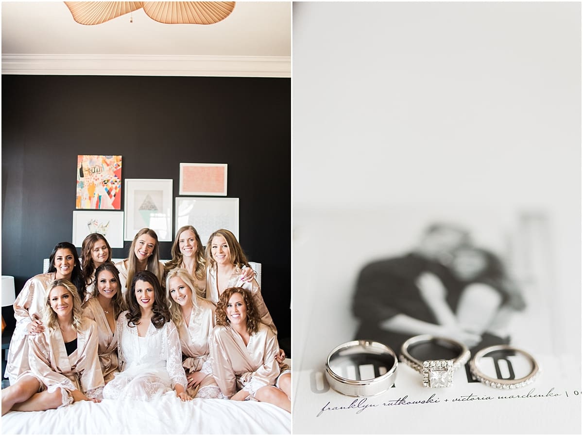 Arielle Peters Photography | Bride and bridesmaids in robes getting ready on wedding day at Loft 310 in Kalamazoo, Michigan.