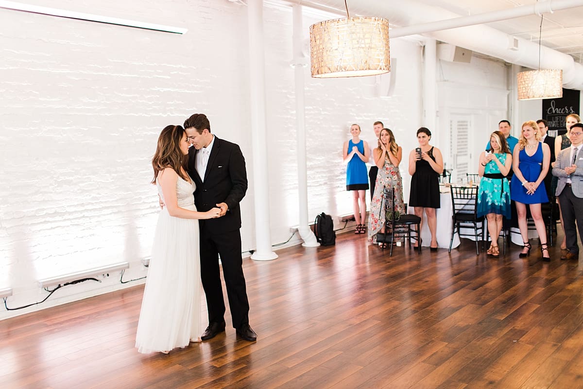 Arielle Peters Photography | Bride and groom dancing at wedding reception on wedding day at Loft 310 in Kalamazoo, Michigan.